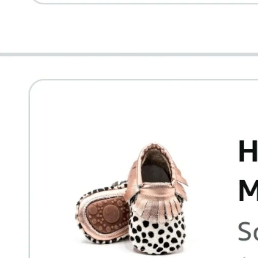 Fur Animal Print Mocassain Rose Gold Fringe 6-12m Size